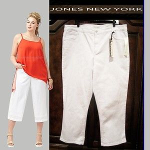 JONES NEW YORK JEANS NEW Secret Slimming City Cuffed Denim Capri 22WIDE